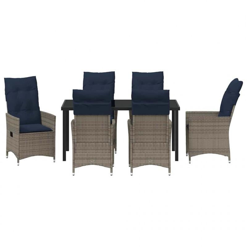 Zestaw stół i krzesła z poduszką 7 pcs Szary Rattan PE