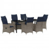 Zestaw stół i krzesła z poduszką 7 pcs Szary Rattan PE