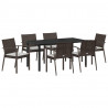 Zestaw do jadalni w ogrodzie 7 pcs Brązowy i czarny Rattan PE