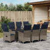 Zestaw stół i krzesła z poduszką 9 pcs Szary Rattan PE