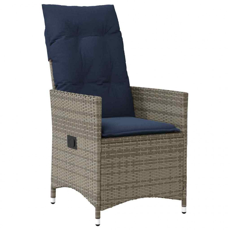 Zestaw stół i krzesła z poduszką 9 pcs Szary Rattan PE