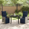 Zestaw stół i krzesła z poduszką 3 pcs Szary Rattan PE