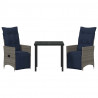 Zestaw stół i krzesła z poduszką 3 pcs Szary Rattan PE