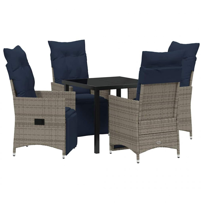 Zestaw stół i krzesła z poduszką 5 pcs Szary Rattan PE