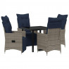 Zestaw stół i krzesła z poduszką 5 pcs Szary Rattan PE