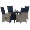 Zestaw stół i krzesła z poduszką 5 pcs Szary Rattan PE