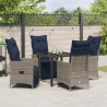 Zestaw stół i krzesła z poduszką 5 pcs Szary Rattan PE