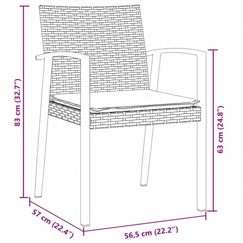Zestaw do jadalni w ogrodzie 7 pcs Brązowy i czarny Rattan PE