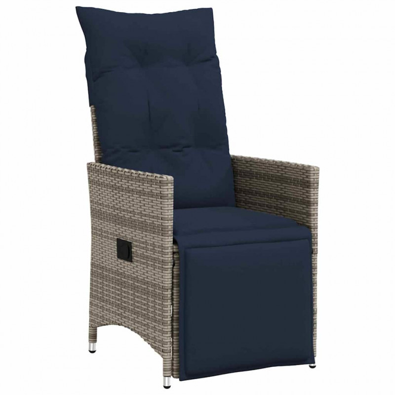 Zestaw stół i krzesła z poduszką 5 pcs Szary Rattan PE