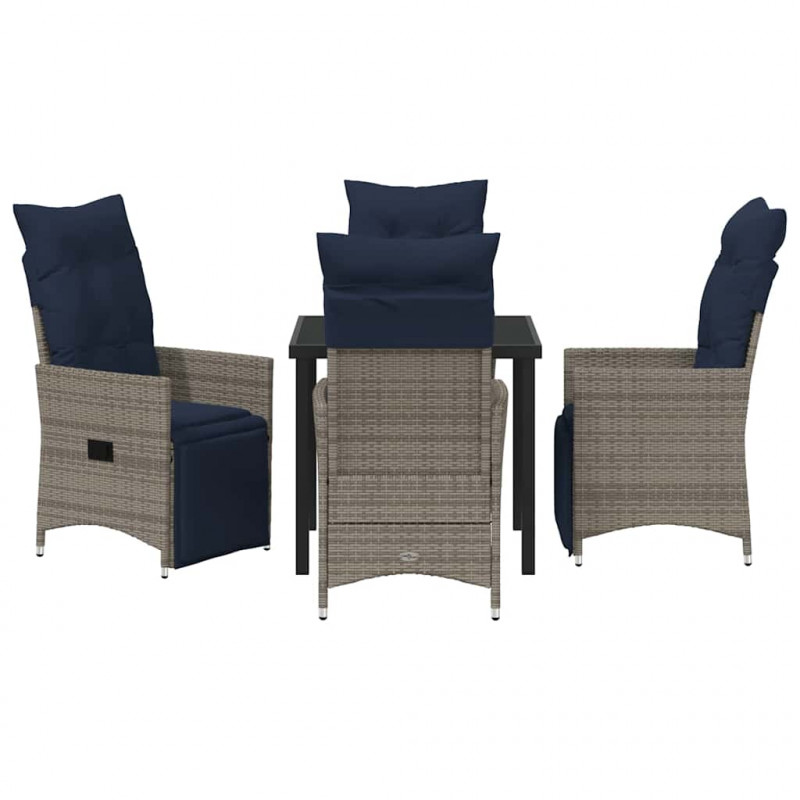 Zestaw stół i krzesła z poduszką 5 pcs Szary Rattan PE
