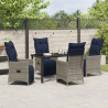 Zestaw stół i krzesła z poduszką 5 pcs Szary Rattan PE