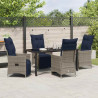 Zestaw stół i krzesła z poduszką 5 pcs Szary Rattan PE