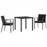 Zestaw do jadalni w ogrodzie 3 pcs Czarny i szary Rattan PE