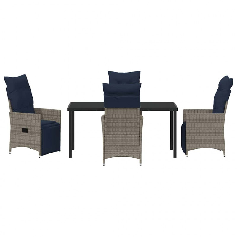 Zestaw stół i krzesła z poduszką 5 pcs Szary Rattan PE