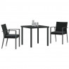 Zestaw do jadalni w ogrodzie 3 pcs Czarny i szary Rattan PE
