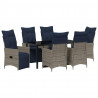Zestaw stół i krzesła z poduszką 7 pcs Szary Rattan PE