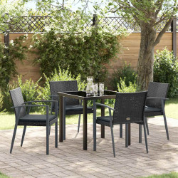 Zestaw do jadalni w ogrodzie 5 pcs Czarny i szary Rattan PE