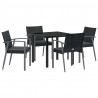 Zestaw do jadalni w ogrodzie 5 pcs Czarny i szary Rattan PE
