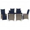 Zestaw stół i krzesła z poduszką 7 pcs Szary Rattan PE