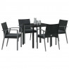 Zestaw do jadalni w ogrodzie 5 pcs Czarny i szary Rattan PE