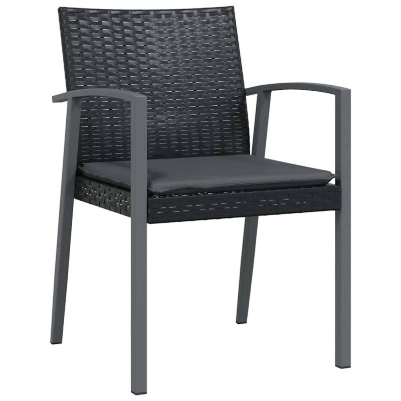 Zestaw do jadalni w ogrodzie 5 pcs Czarny i szary Rattan PE