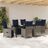 Zestaw stół i krzesła z poduszką 7 pcs Szary Rattan PE