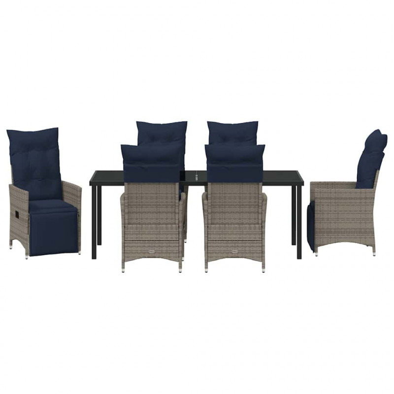 Zestaw stół i krzesła z poduszką 7 pcs Szary Rattan PE