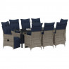 Zestaw stół i krzesła z poduszką 9 pcs Szary Rattan PE