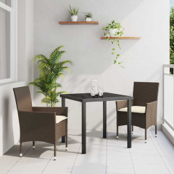 Zestaw do jadalni w ogrodzie 3 pcs Brązowy polirattan