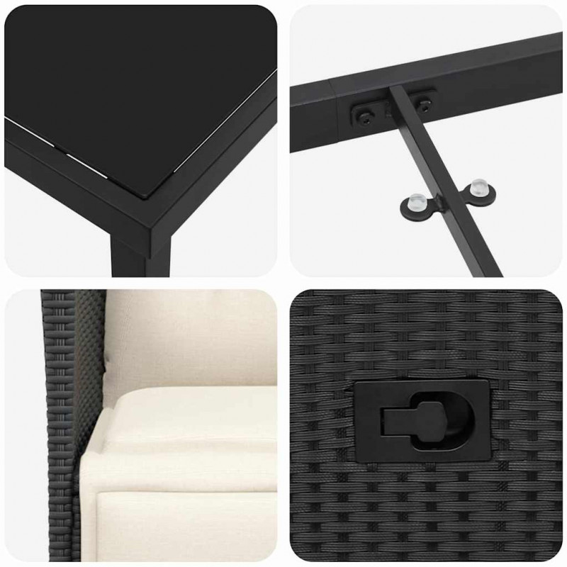 Zestaw do jadalni w ogrodzie z poduszką 5 pcs Czarny polirattan