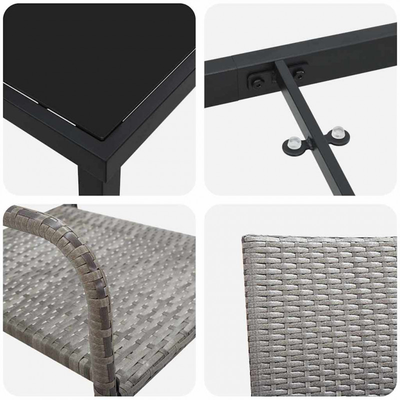 Zestaw do jadalni w ogrodzie z poduszką 7 pcs Szary polirattan