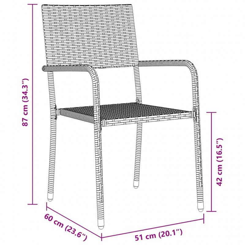 Zestaw do jadalni w ogrodzie z poduszką 7 pcs Szary polirattan