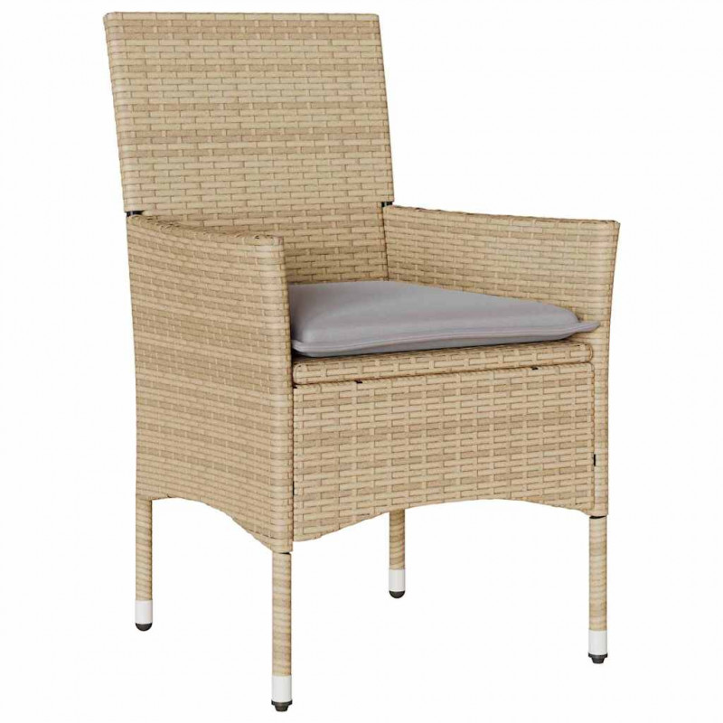 Zestaw do jadalni w ogrodzie z poduszką 9 pcs Beżowy polirattan