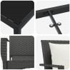 Zestaw do jadalni w ogrodzie z poduszką 7 pcs Czarny polirattan
