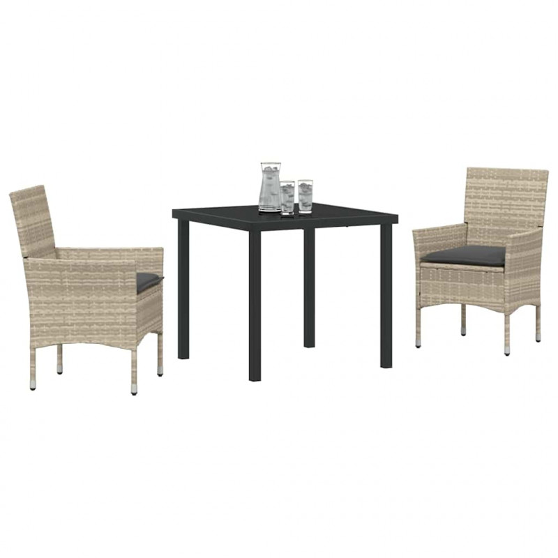 Zestaw do jadalni w ogrodzie 3 pcs Jasnoszary polirattan