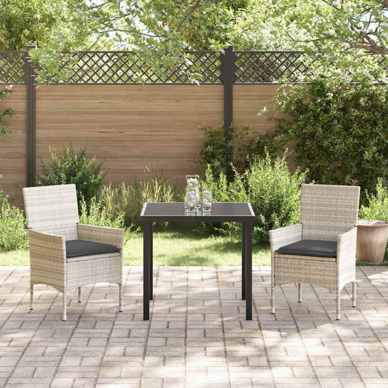 Zestaw do jadalni w ogrodzie 3 pcs Jasnoszary polirattan