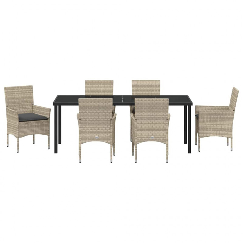 Zestaw do jadalni w ogrodzie 7 pcs Jasnoszary polirattan