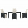 Zestaw do jadalni w ogrodzie z poduszką 5 pcs Czarny polirattan