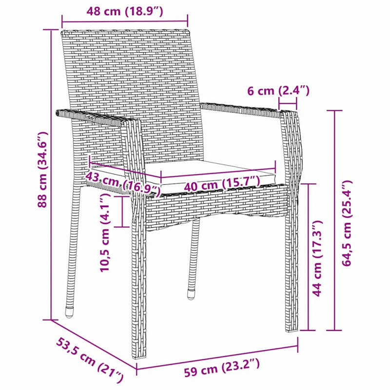 Zestaw do jadalni w ogrodzie z poduszką 7 pcs Szary polirattan