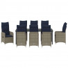 Zestaw do jadalni w ogrodzie z poduszką 9 pcs Czarny polirattan