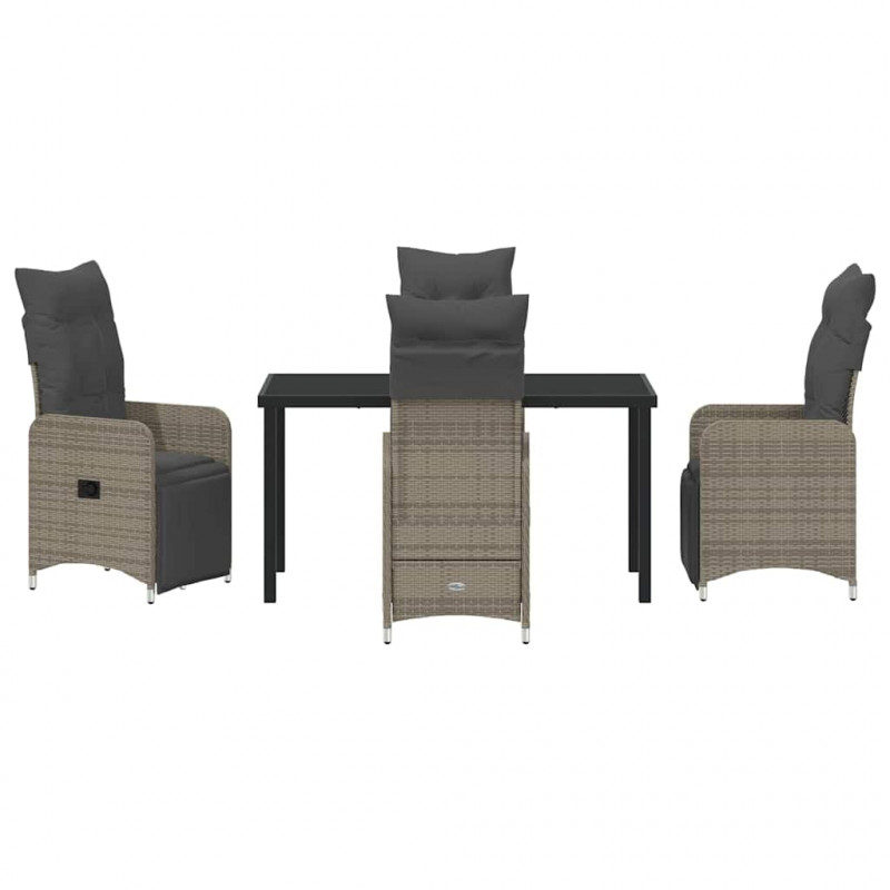 Zestaw do jadalni w ogrodzie z poduszką 5 pcs Szary polirattan