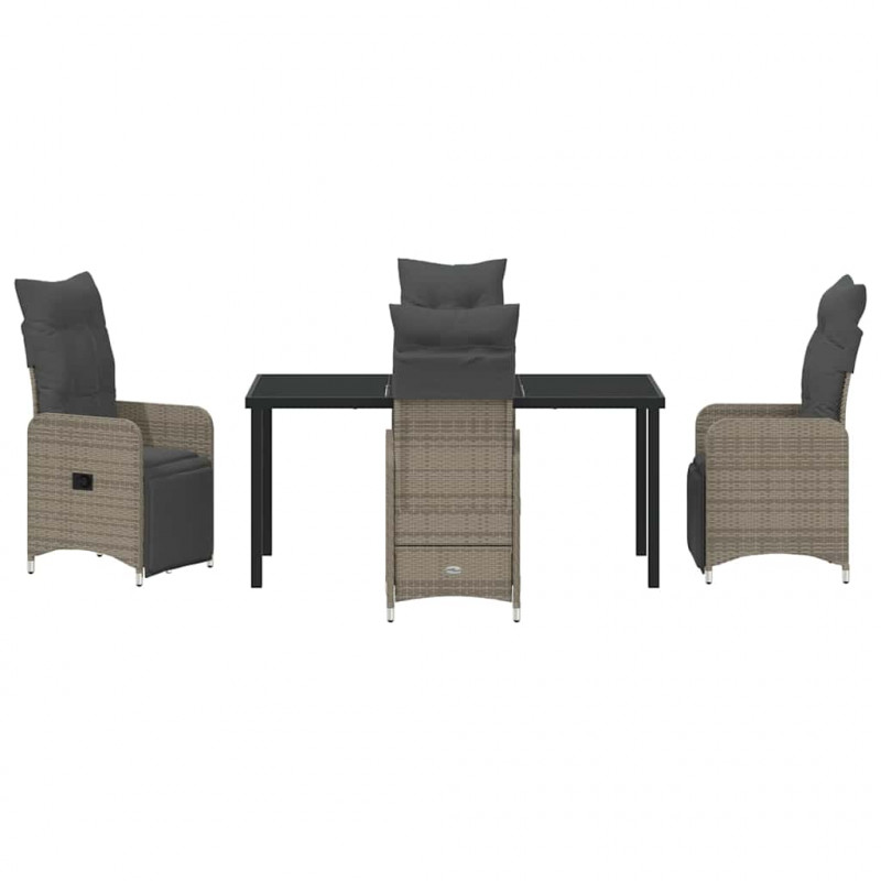 Zestaw do jadalni w ogrodzie z poduszką 5 pcs Szary polirattan