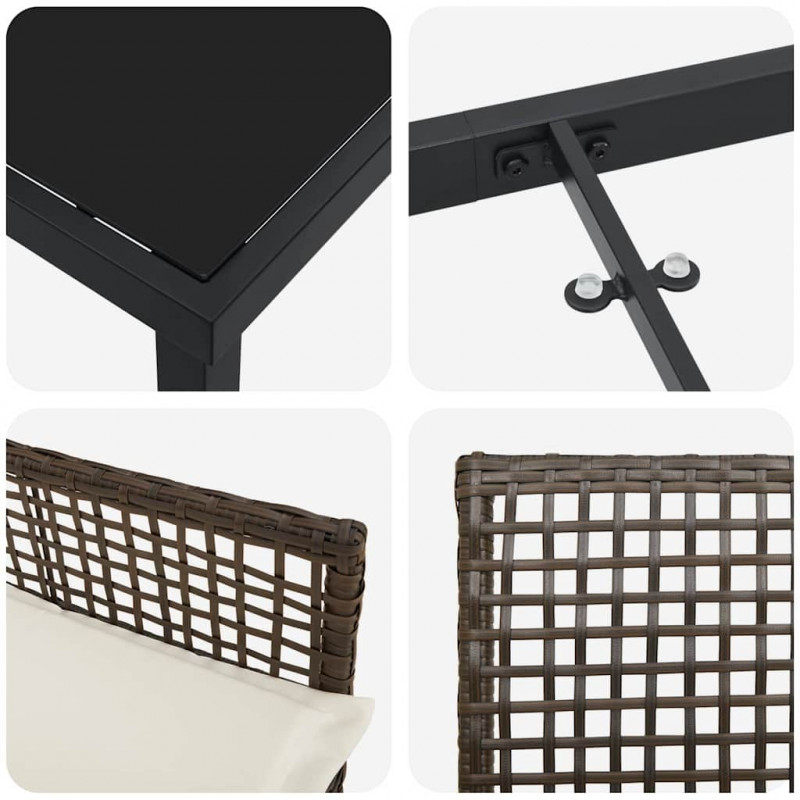 Zestaw do jadalni w ogrodzie 3 pcs Brązowy polirattan