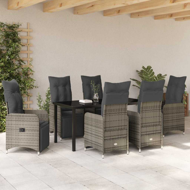 Zestaw do jadalni w ogrodzie z poduszką 7 pcs Beżowy polirattan