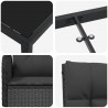 Zestaw do jadalni w ogrodzie z poduszką 7 pcs Czarny polirattan