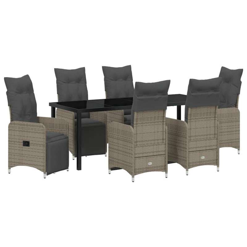 Zestaw do jadalni w ogrodzie z poduszką 7 pcs Beżowy polirattan