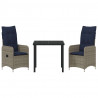 Zestaw stół i krzesła z poduszką 3 pcs Szary Rattan PE