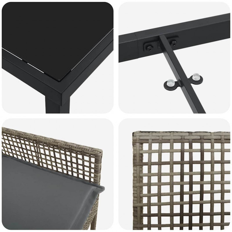 Zestaw do jadalni w ogrodzie z poduszką 5 pcs Szary polirattan