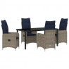 Zestaw stół i krzesła z poduszką 5 pcs Szary Rattan PE