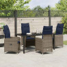 Zestaw stół i krzesła z poduszką 5 pcs Szary Rattan PE